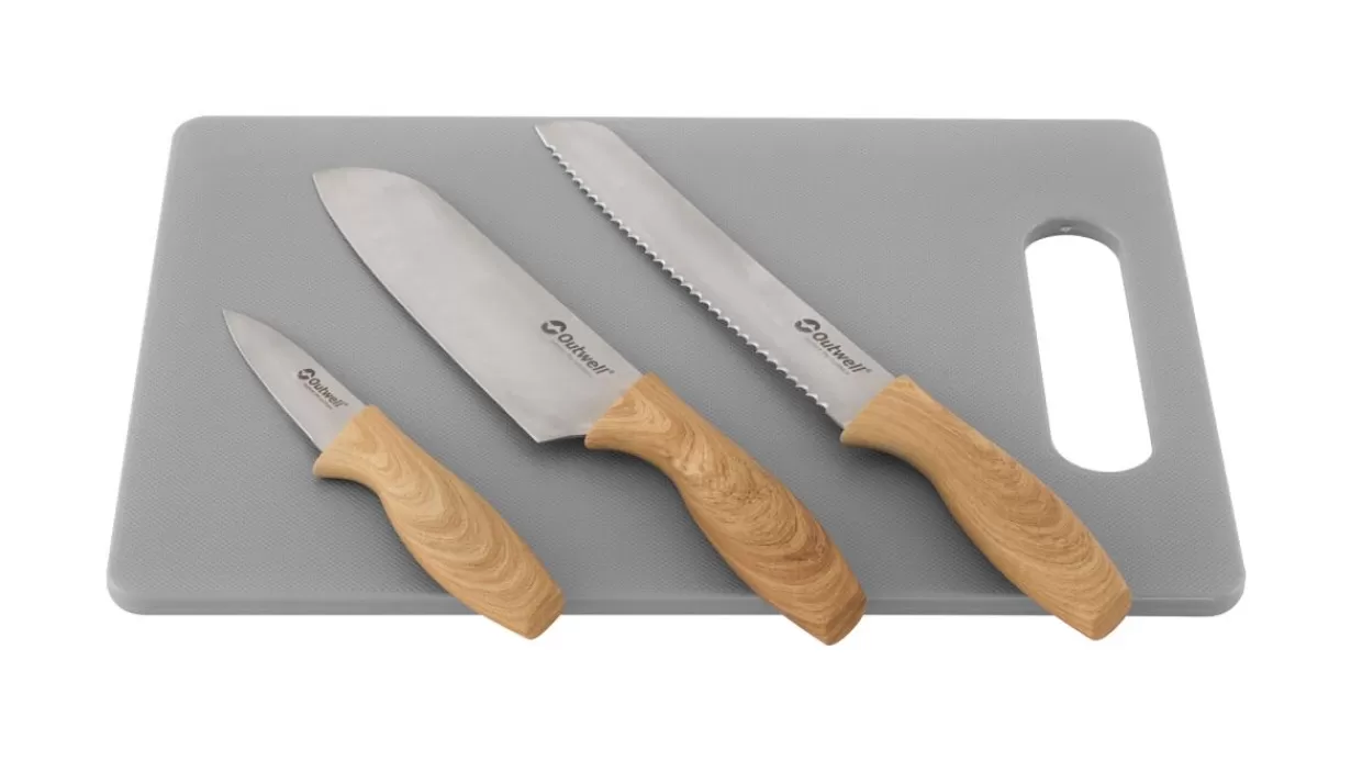 Outlet Outwell Caldas Knife Set w/Cutting Board Brown