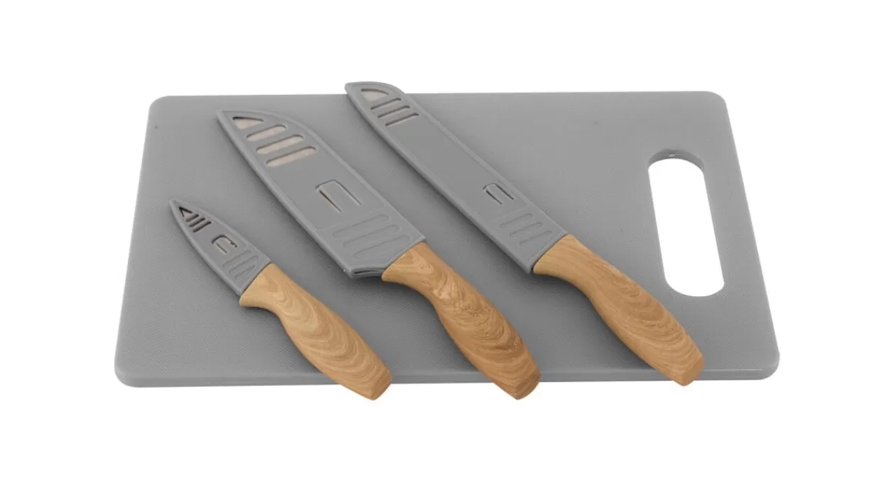 Outlet Outwell Caldas Knife Set w/Cutting Board Brown