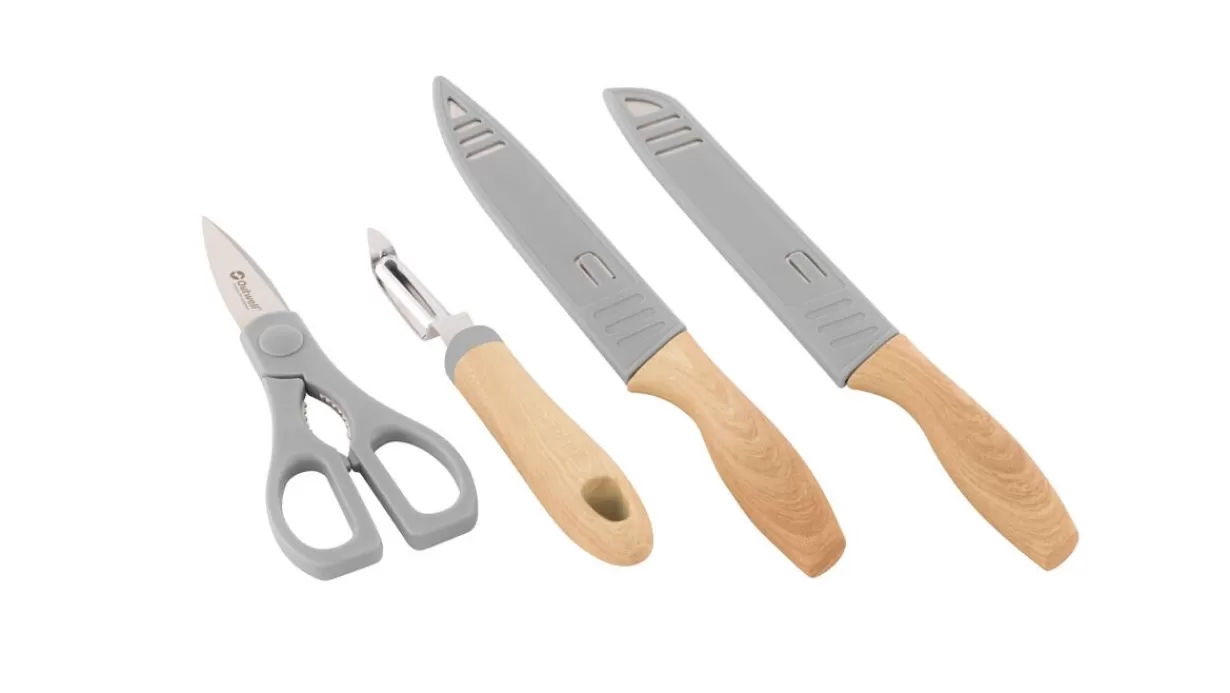 Discount Outwell Chena Knife Set w/Peeler & Scissors Brown