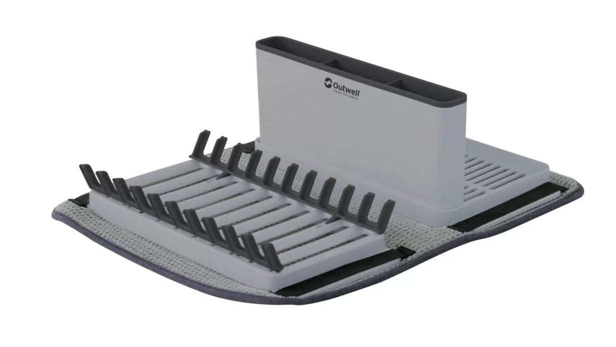 Cheap Outwell Dunton Foldable Dish Rack w/Sponge Drain Black&Grey