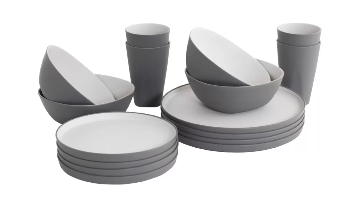 Cheap Outwell Gala 4 Person Dinner Set Grey Mist Grey&Sand