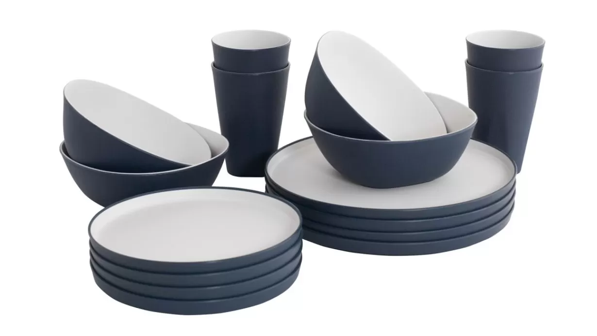 Best Outwell Gala 4 Person Dinner Set Navy Night Blue&Grey