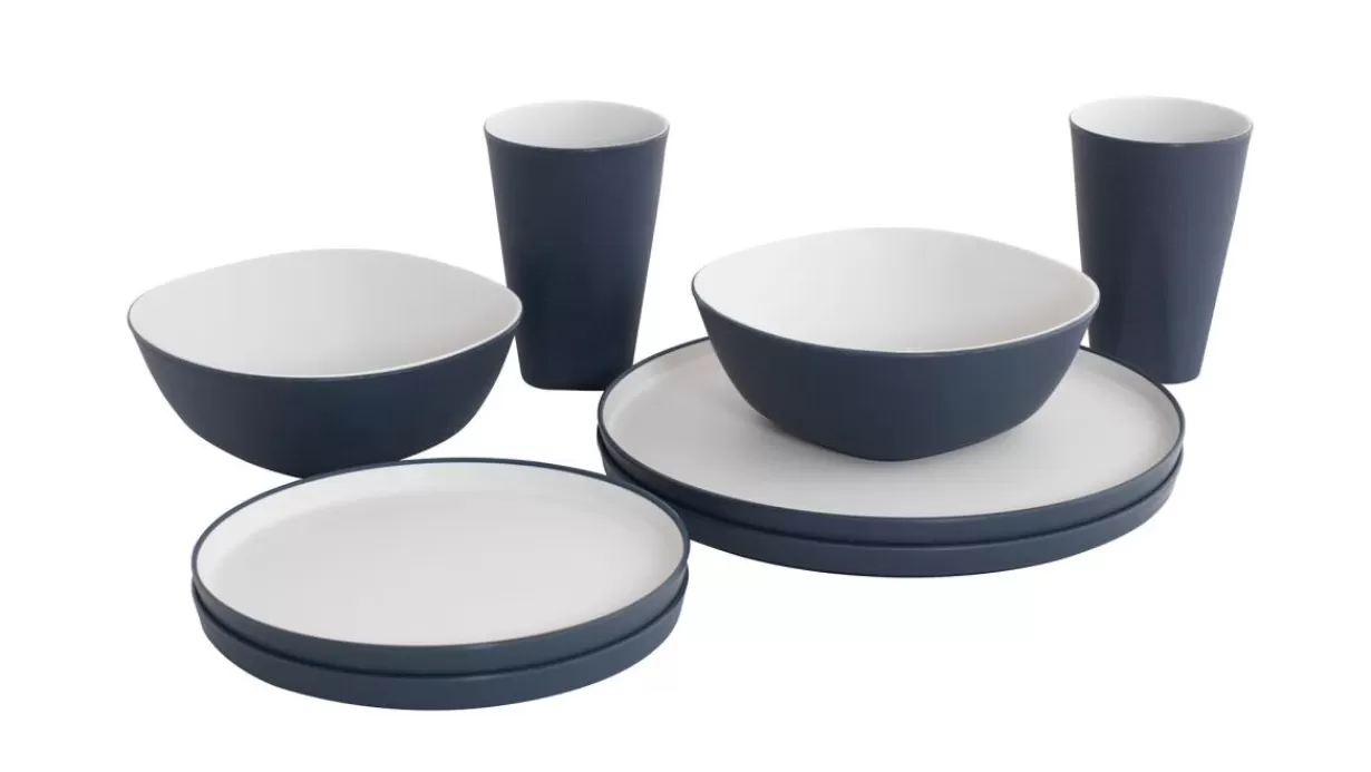 New Outwell Gala 2 Person Dinner Set Navy Night Blue&Grey