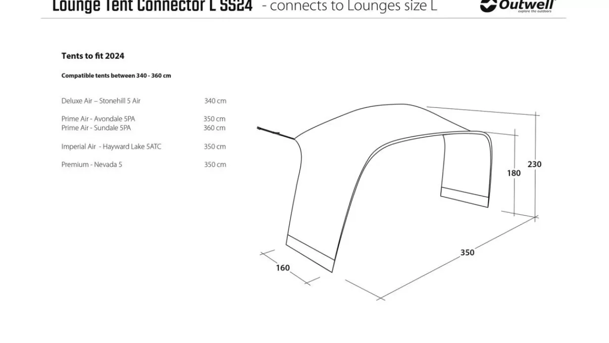 Clearance Outwell Lounge L Tent Connector Grey