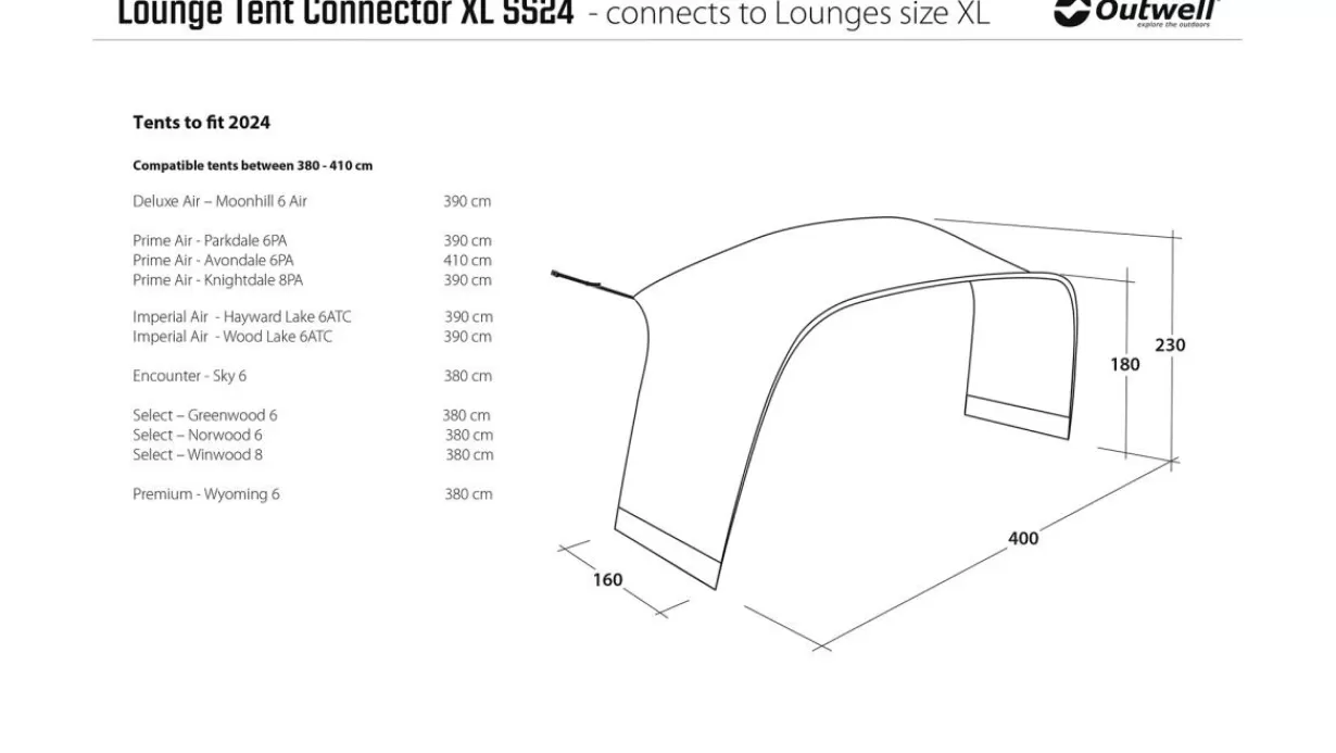 Store Outwell Lounge XL Tent Connector Grey